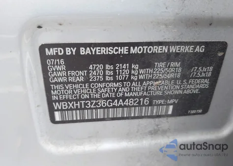 2016 BMW X1 xDrive28I из США, поврежденный, VIN WBXHT3Z36G4A48216